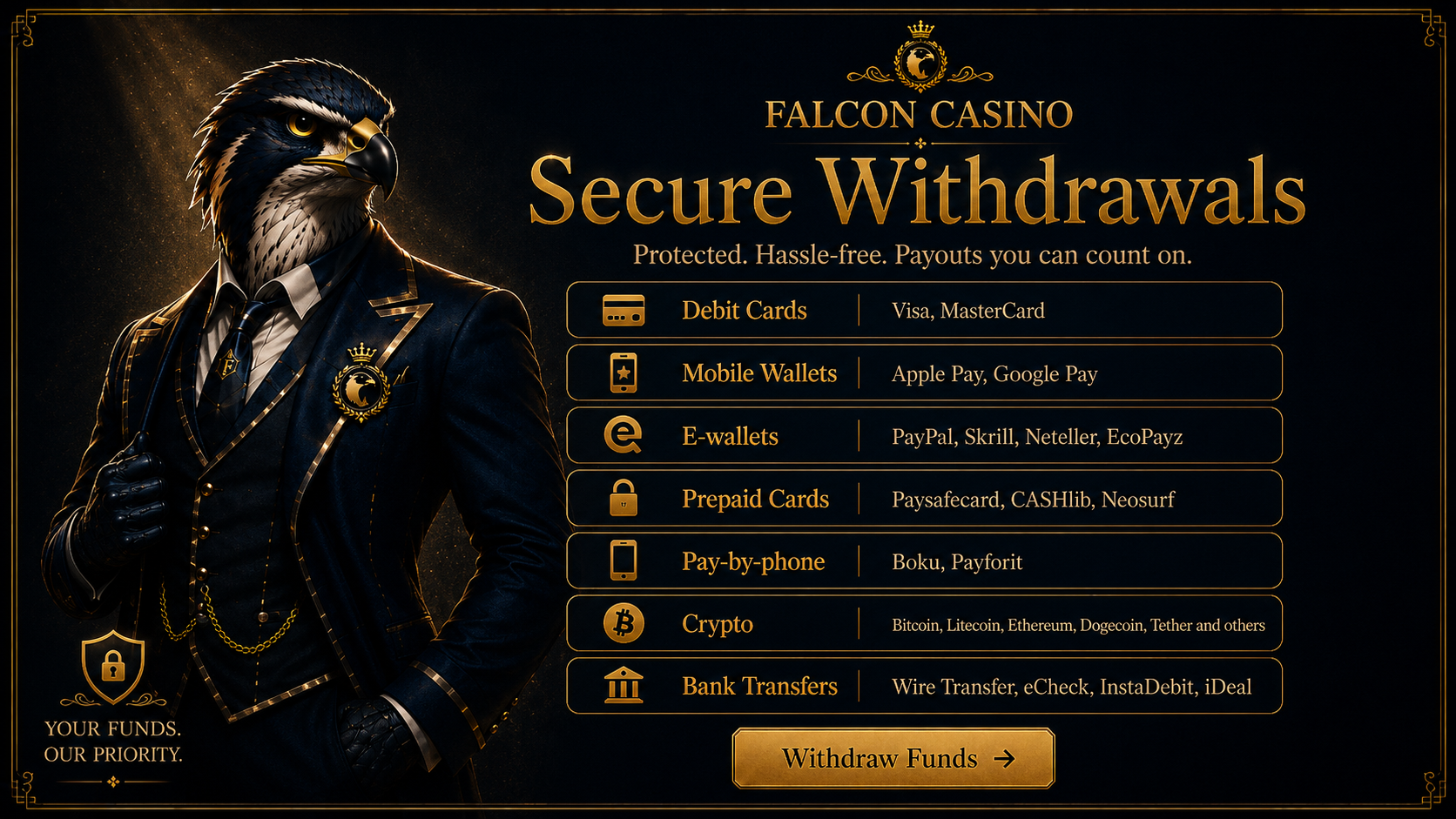 Falcon Casino Withdrawal – Fast Payouts, 7 Days a Week